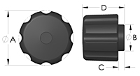 TF Tall Fluted Knob Line Drawing